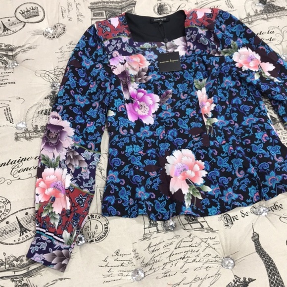 Nanette Lepore Printed Silk Peplum Top - Picture 5 of 8